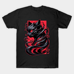 Cool Funny Abstract Art Black Cat Demon T-Shirt